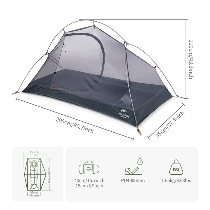 Tente 1 personnes Naturehike lighweight cycling vue 3