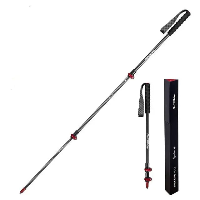 Bâton de trekking Naturehike en carbone avec poignée ergonomique et évacuation de l'humidité Rouge