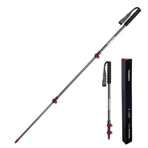 Bâton de trekking Naturehike en carbone avec poignée ergonomique et évacuation de l'humidité Rouge