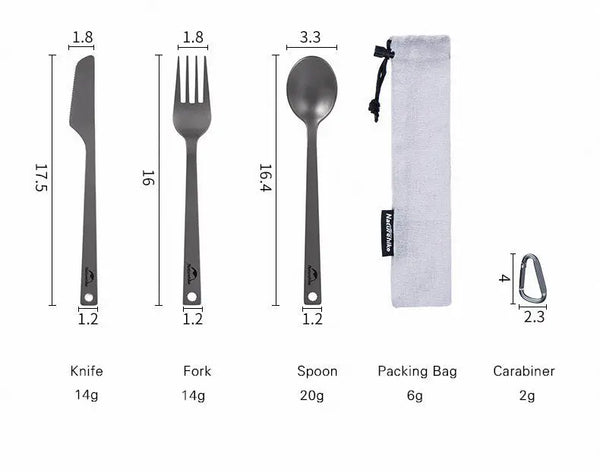 Set de couverts Naturehike Titanium - Ultralight avec mousqueton vue 2