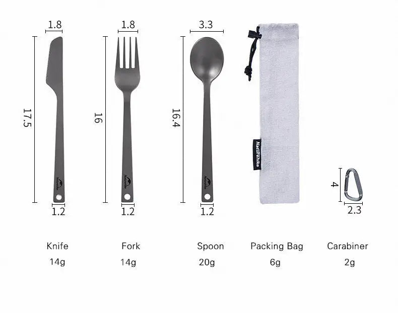 Set de couverts Naturehike Titanium - Ultralight avec mousqueton vue 2