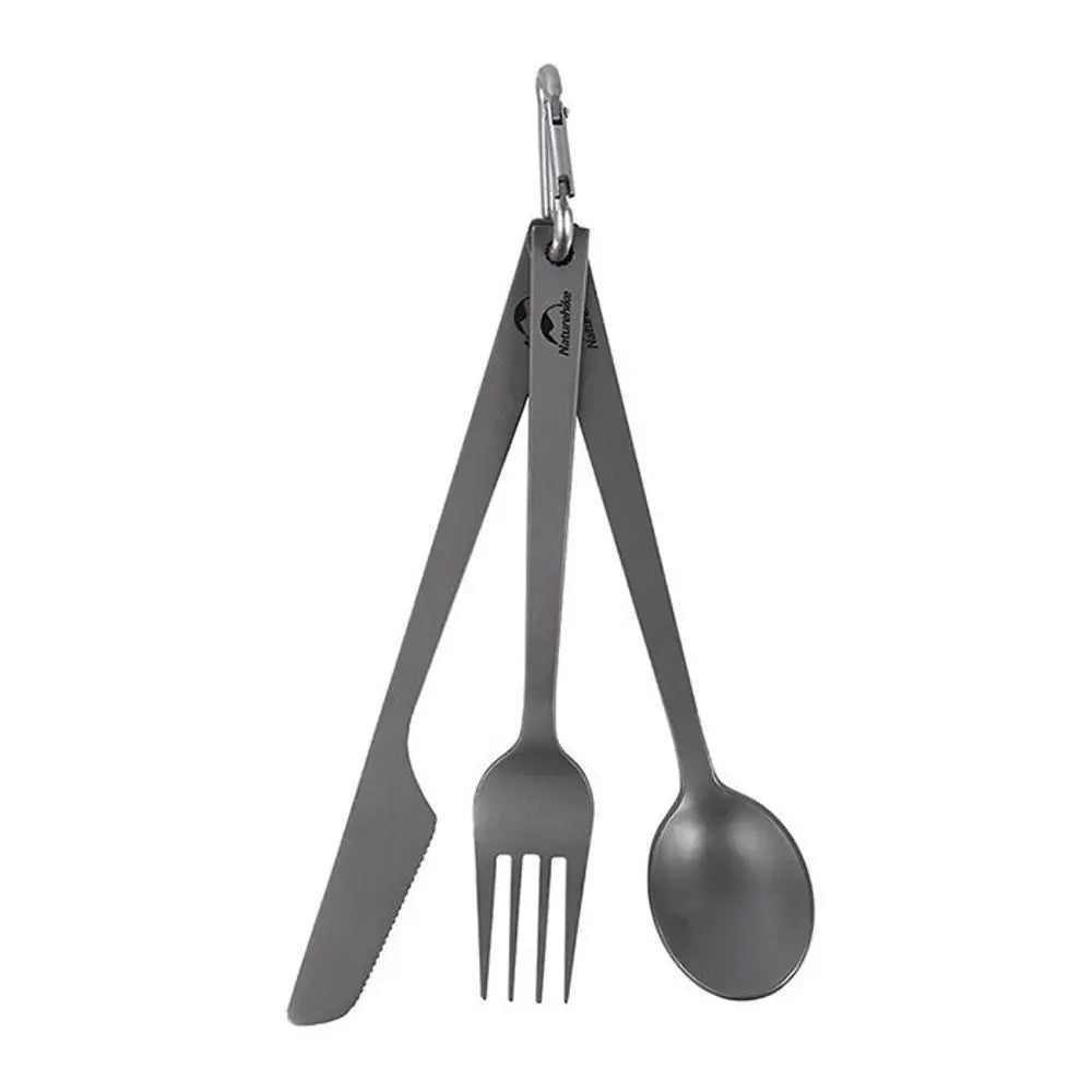 Set de couverts Naturehike Titanium - Ultralight avec mousqueton Argent