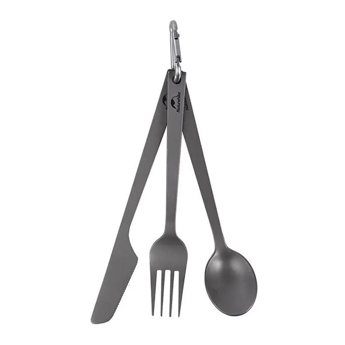Set de couverts Naturehike Titanium - Ultralight avec mousqueton Argent