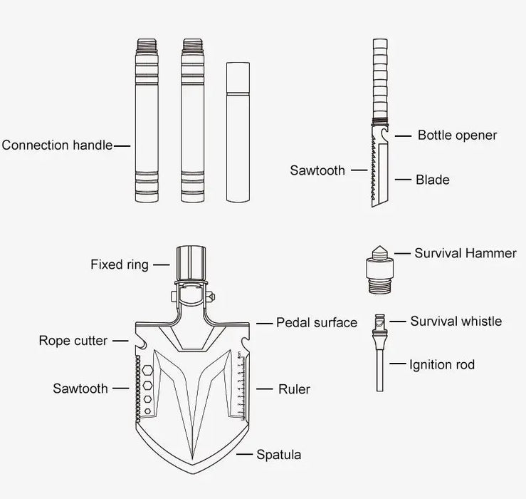 Naturehike Pelle multifonctionnelle pour l'extérieur - Avec pioche et allume-feu vue 2