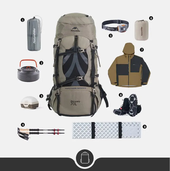 Naturehike trekking, sac à dos de randonnée système de suspension indépendant pour réduire la pression de portage 70 l vue 3