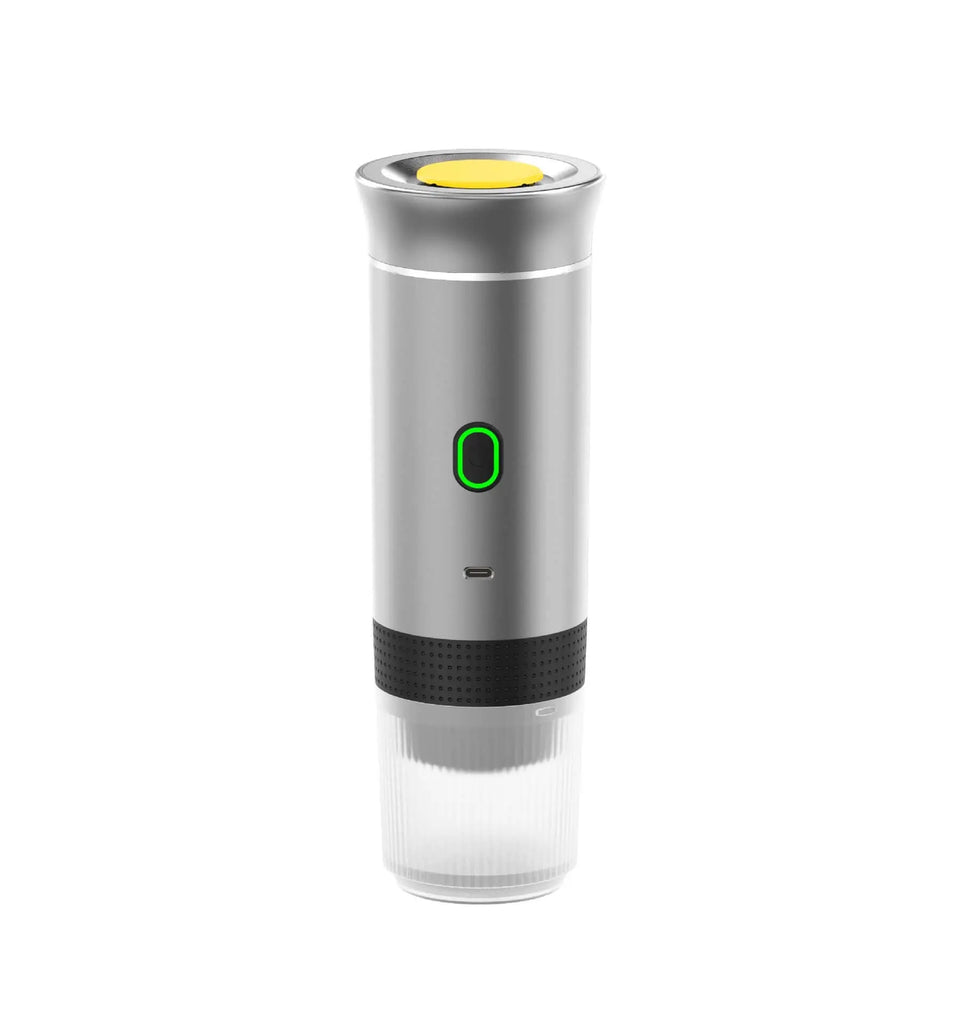 Machine à café portable électrique idéale pour préparer un expresso lors de vos voyages, randonnées ou au bureau, avec une extraction haute pression et une mousse onctueuse.
