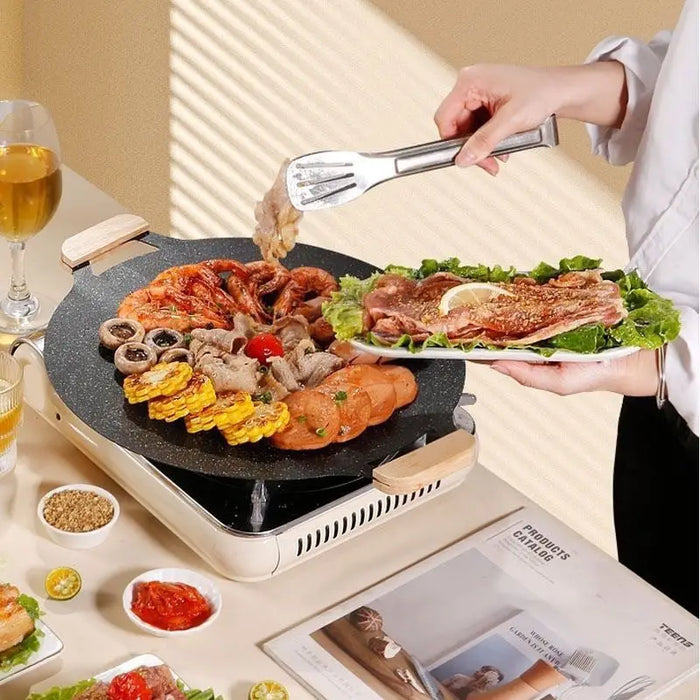 Plateau de cuisson en plein air en pierre de Maifan de style coréen, poêle à teppanyaki antiadhésive, plaque de barbecue portable pour maison, plaque de barbecue pour cuisinière à carte.