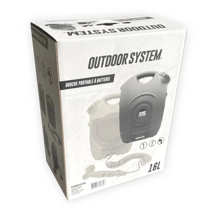 Douche Portable Électrique 16L – Outdoor System | Batterie Lithium 12V, Haute Pression & 10 Jets Woody’s Camp