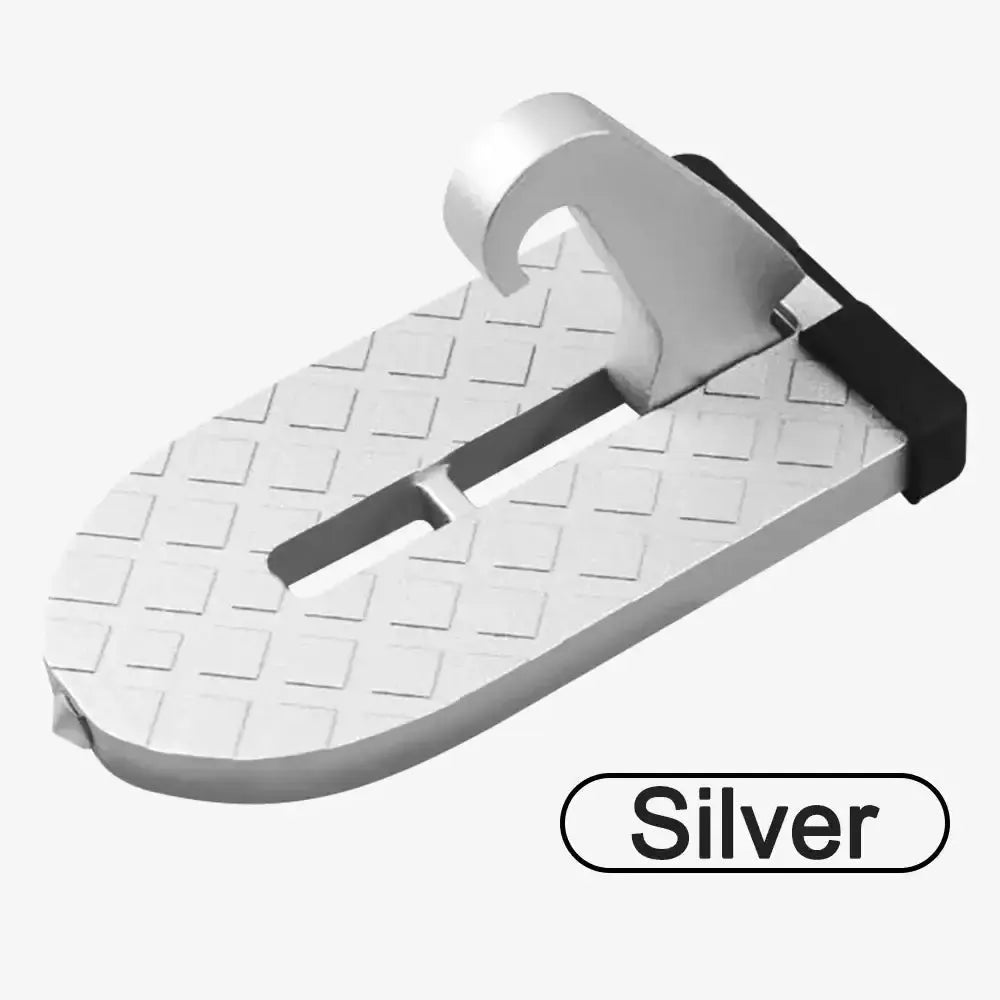 Silver roof tent step accessory for easy and safe camping access.