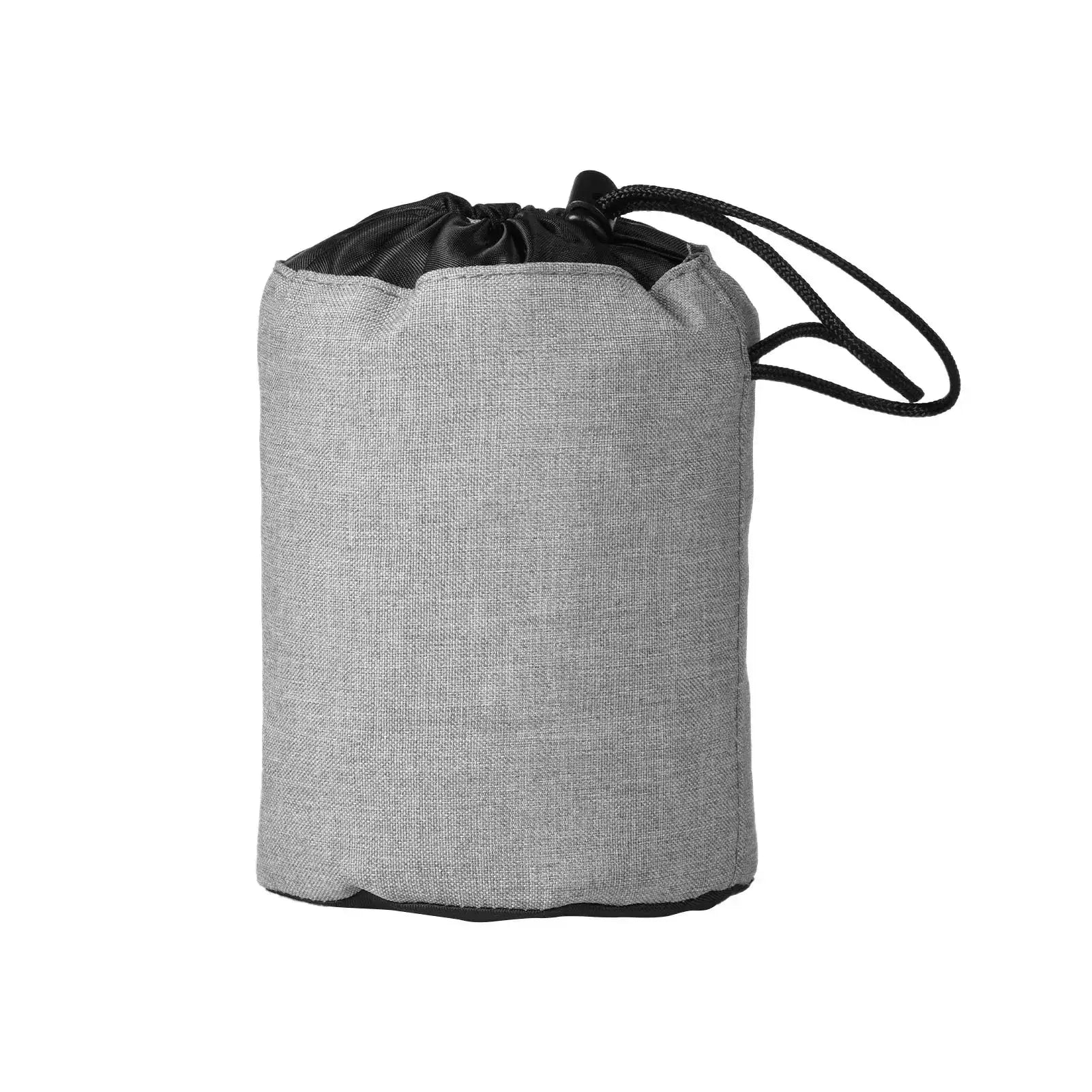 Compact ultralight inflatable camping pillow in grey travel bag