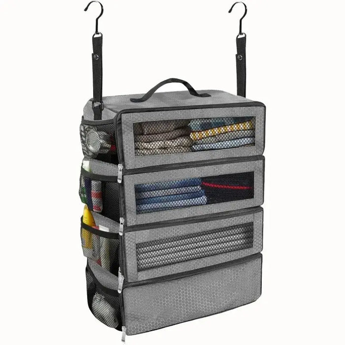 Organisateur de valise, organisateur de bagages de voyage de grande capacité, étagère suspendue, emballage Cube placard, sacs de rangement pliables suspendus Woody’s Camp