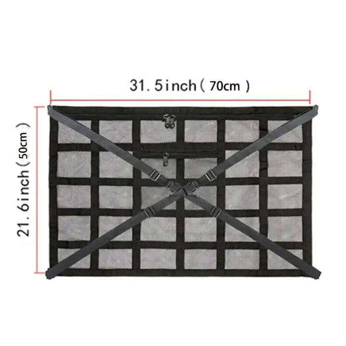 Sac de rangement de toit de voiture avec design en maille, dimensions 80 x 55 cm, idéal pour maximiser l'espace de votre véhicule.