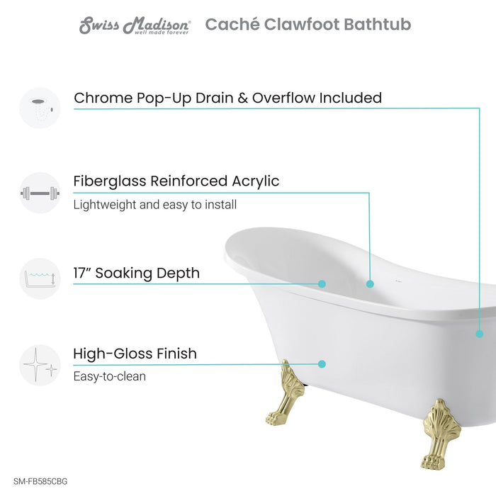 Swiss Madison Caché Single Acrylic Bathtub SM-FB585CBG
