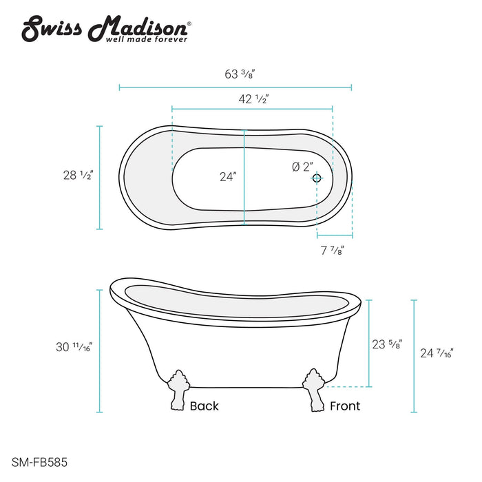 Swiss Madison Caché Single Acrylic Bathtub SM-FB585CBG