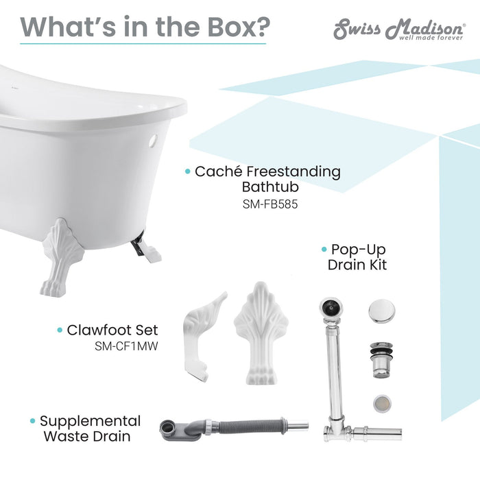 Swiss Madison Caché Single Acrylic Bathtub SM-FB585CBG