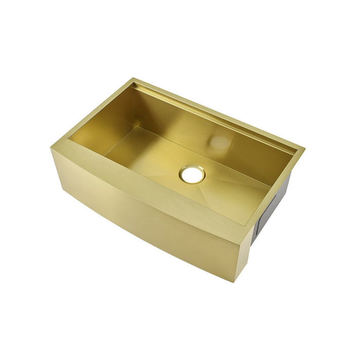 Swiss Madison Tourner 33" x 22" Stainless Steel, Single Basin, Farmhouse Sink Kitchen Workstation with Apron in Rose Gold - SM-KS28RG