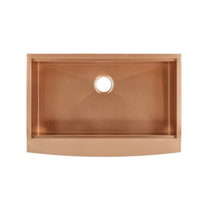 Swiss Madison Tourner 33" x 22" Stainless Steel, Single Basin, Farmhouse Sink Kitchen Workstation with Apron in Rose Gold - SM-KS28RG