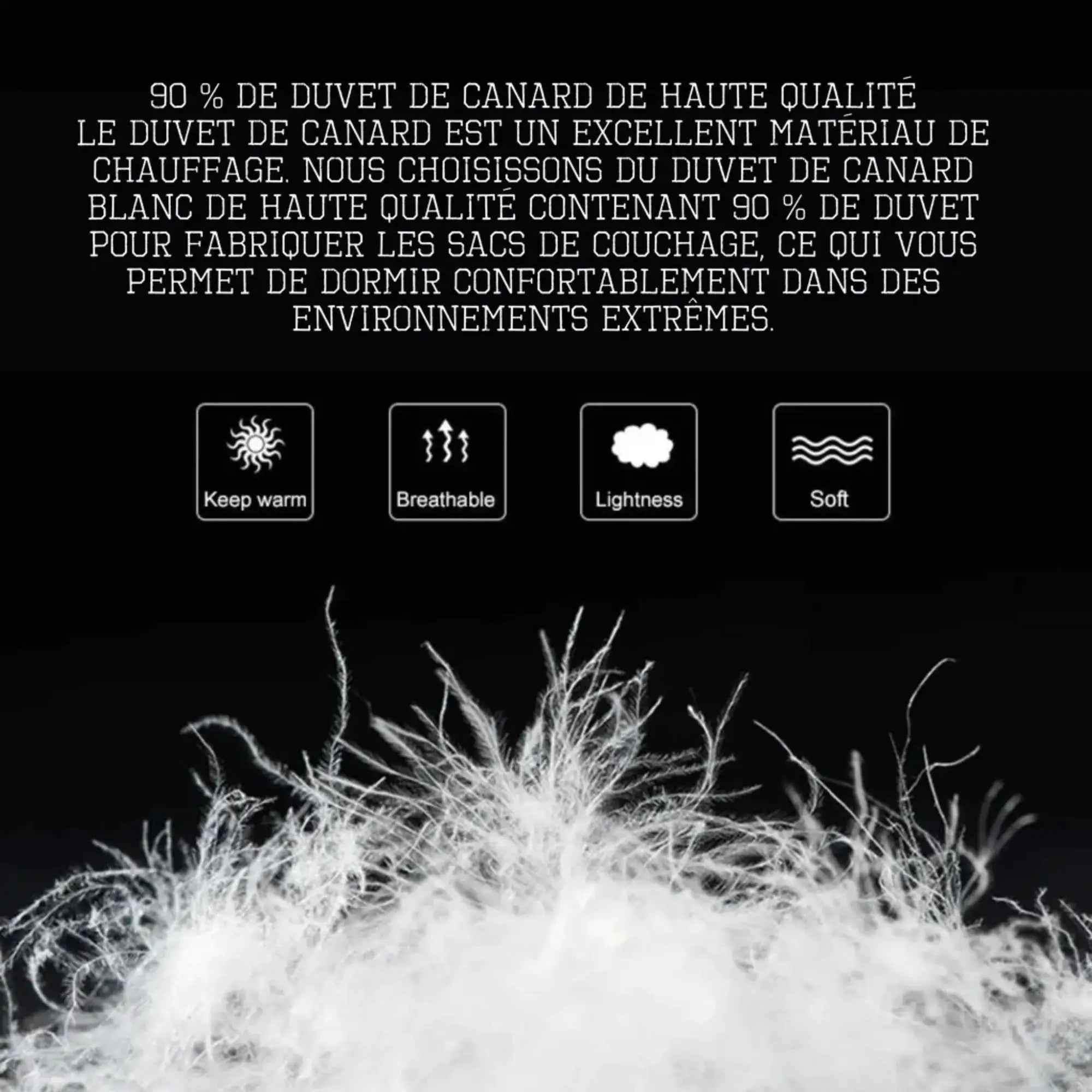 Sac couchage duvet oie hiver 4 saisons chaud camping bivouac randonnee (5)