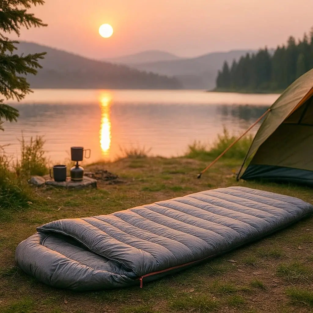 Sac de couchage en duvet d’oie 4 saisons – Ultra chaud, imperméable et compact