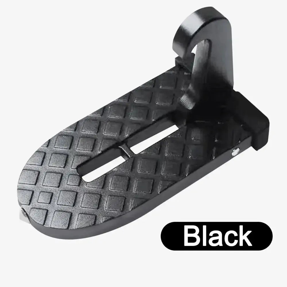 Black roof tent step for easy and safe access, perfect for camping and rooftop tents.