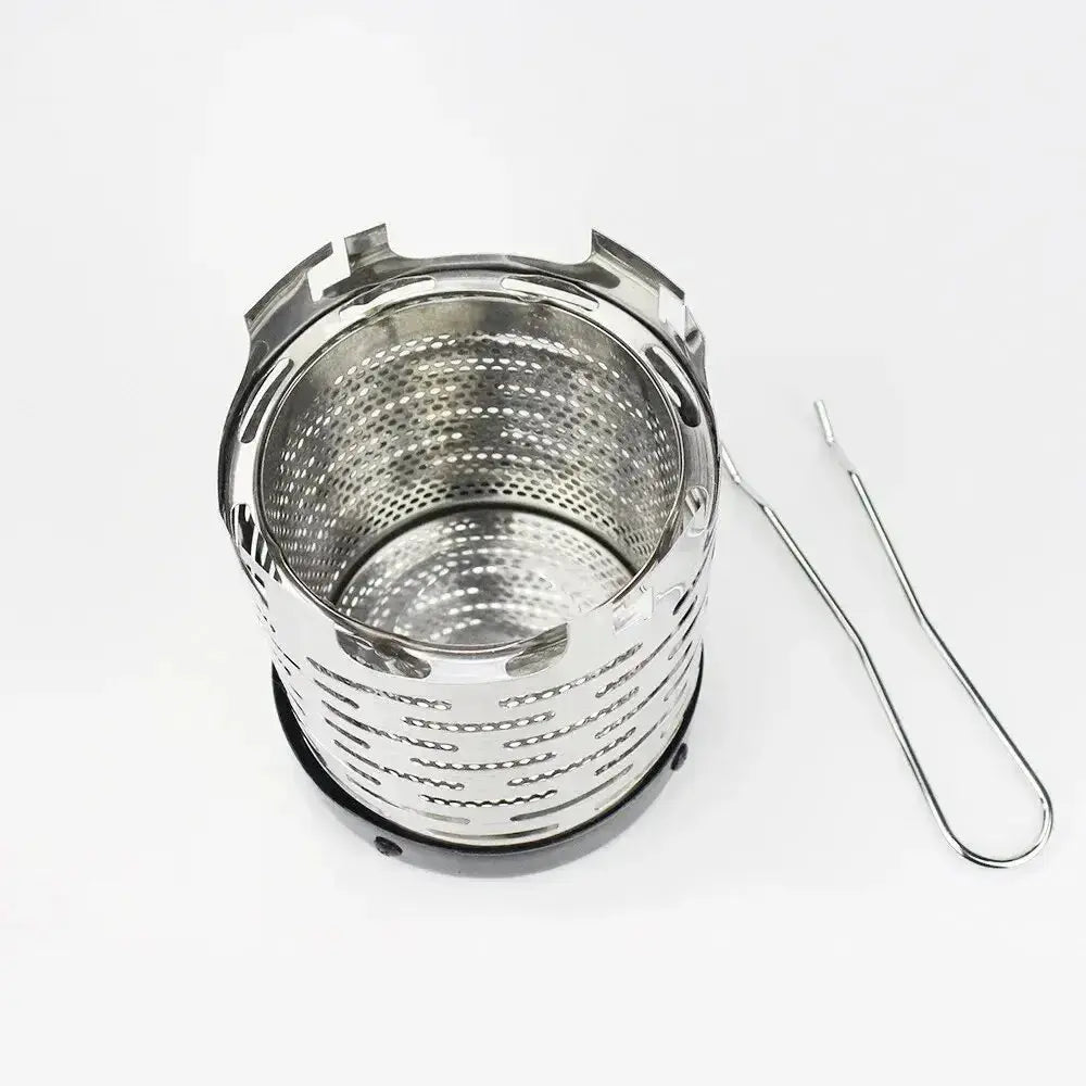 Portable stainless steel mini gas heater for camping, lightweight and compact design, perfect for outdoor adventures.