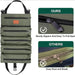 Sac de rangement pliable avec cinq compartiments et comparaison de la qualité des zips, mettant en avant des zips robustes pour une meilleure durabilité.
