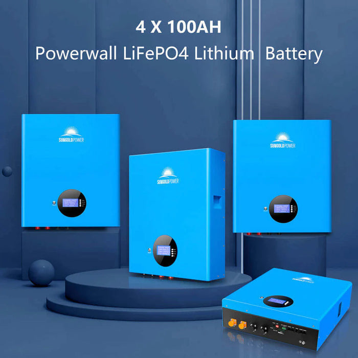 SunGoldPower Off Grid Solar Kit 10000W 48VDC 120VAC/240V 20.48KWH Powerwall Lithium Battery 12 X 415 Watts Solar Panels SGM-10M2T