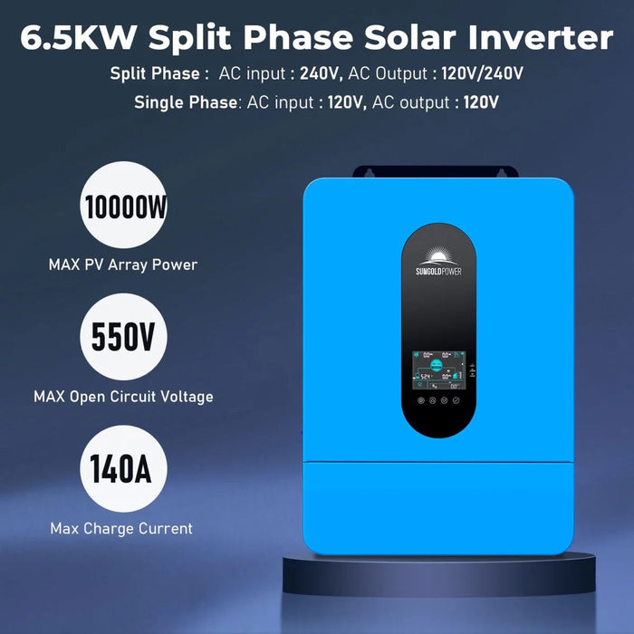 SunGoldPower Off-Grid Solar Kit 13000W 48VDC 120V/240V LifePo4 20.48KWH Lithium Battery 14 X 415 Watts Solar Panels SGR-13KM