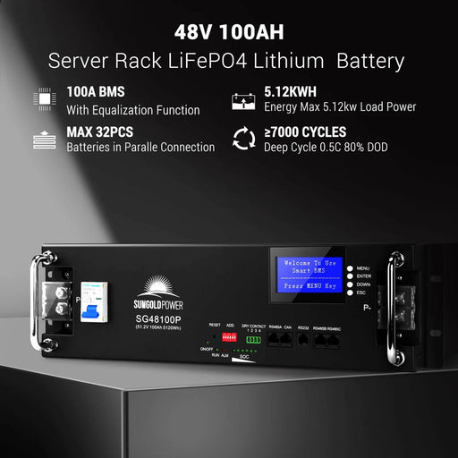 SunGoldPower Off-Grid Solar Kit 13000W 48VDC 120V/240V LifePo4 20.48KWH Lithium Battery 14 X 415 Watts Solar Panels SGR-13KM