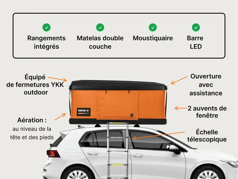 TentBox Classic 2. 0–Tente de toit rigide automatique 2 personnes Tentbox
