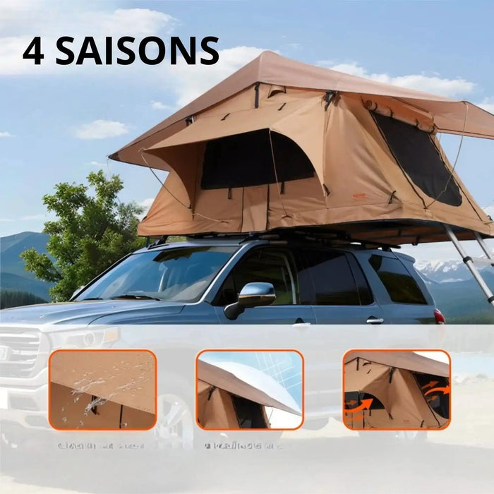 tente de toit souple, tente de toit 4 personnes, tente de toit 5 personnes, tente de toit familiale, tente de toit 190 cm, tente de toit SUV, tente de toit 4x4, tente de toit pick-up, tente de toit camping, tente de toit road trip, tente de toit vanlife, tente de toit souple familiale
