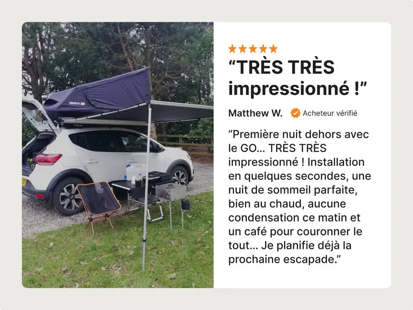 TentBox GO–Tente de toit ultra légère 2 personnes, installation 60 secondes Tentbox