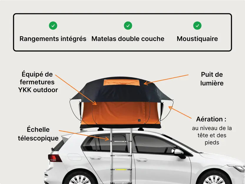 TentBox Lite XL – Tente de toit souple 4/5 personnes 190cm Tentbox