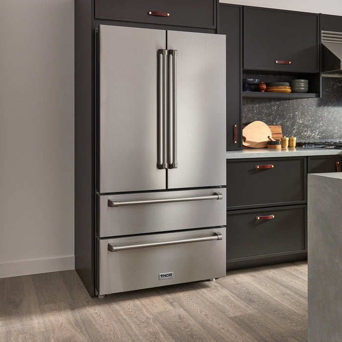 Thor Kitchen 36" Professional French Door Refrigerator with Freezer Drawers TRF3602