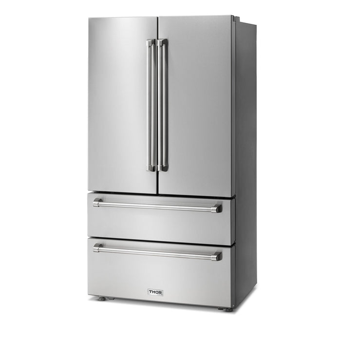Thor Kitchen 36" Professional French Door Refrigerator with Freezer Drawers TRF3602