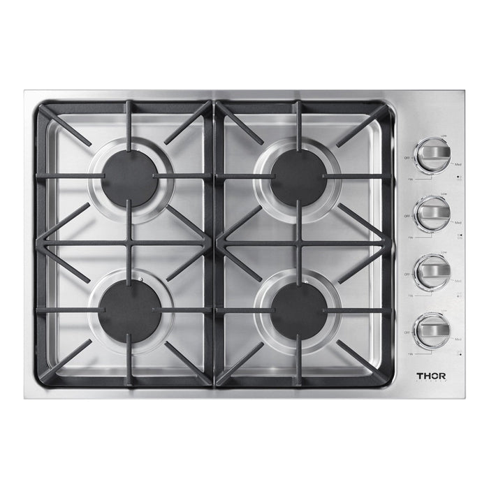 Thor Kitchen 30" Professional Drop-In Gas Cooktop with Four Burners in Stainless Steel TGC3001