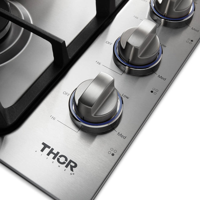 Thor Kitchen 30" Professional Drop-In Gas Cooktop with Four Burners in Stainless Steel TGC3001