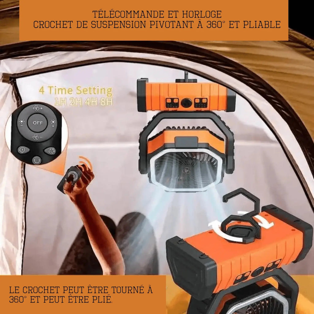 ensemble 2000mAh télécommande ventilateur mini portable stable trépied