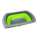 Passoire pliable en silicone verte avec poignées ajustables, idéale pour le camping et les activités en plein air, grande capacité.