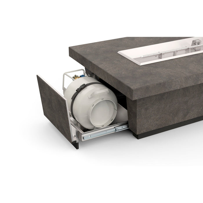 American Fyre Designs 52'' Contempo Rectangle Liquid Propane Fire Table with Drawer Tank