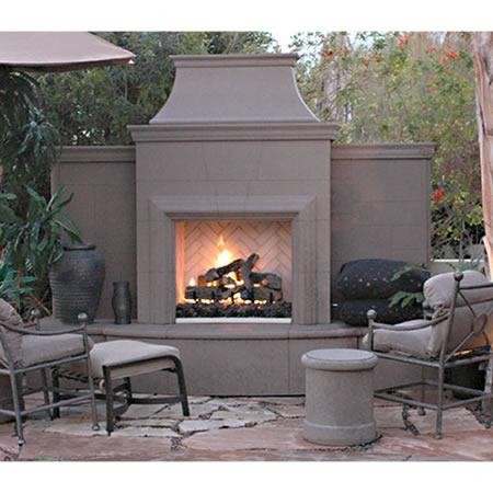 American Fyre Designs Grand Petite Cordova Outdoor Vent-Free Fireplace with Extended Bullnose Hearth 165-10-N-SM-RBC
