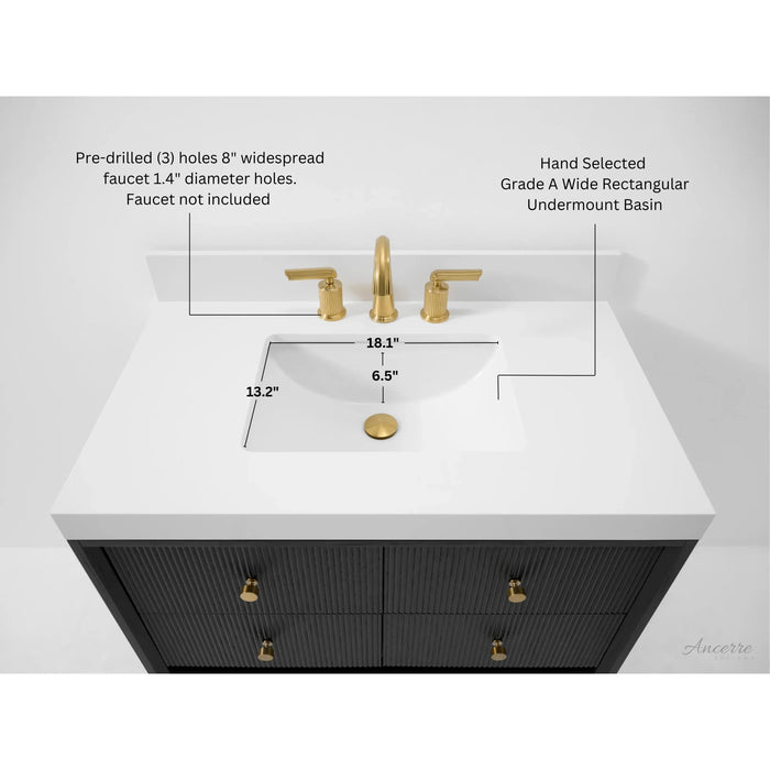 Ancerre 36” Momo Bathroom Vanity Oak Single Sink VTS-Momo-36-Oak-WQZ