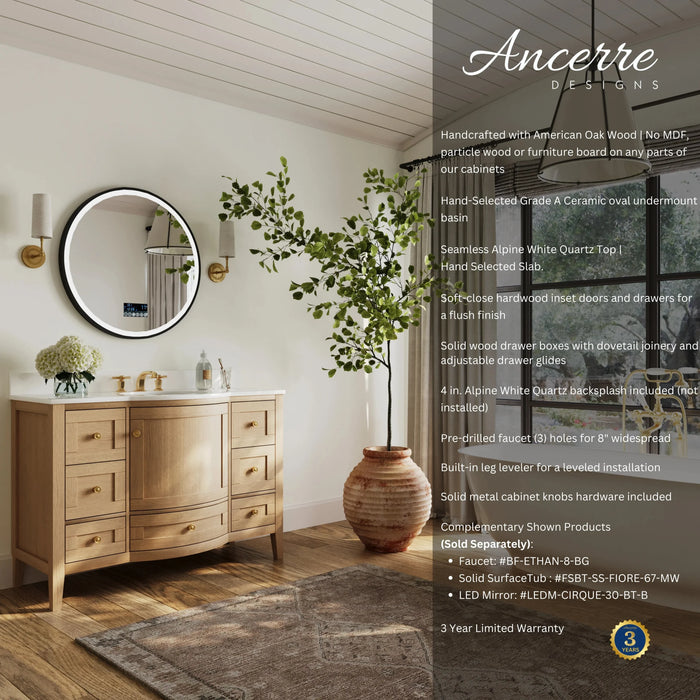 Ancerre 42” Lauren Bathroom Vanity Oak Single Sink VTS-Lauren-42-Oak-WQZ