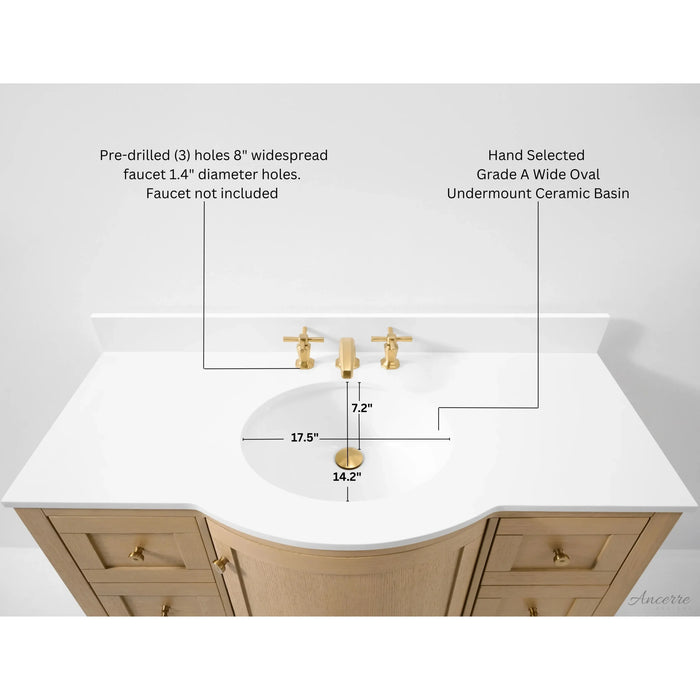 Ancerre 42” Lauren Bathroom Vanity Oak Single Sink VTS-Lauren-42-Oak-WQZ