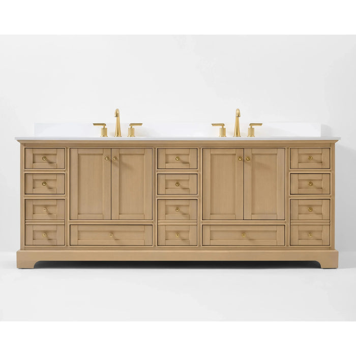Ancerre 84” Audrey Bathroom Vanity Oak Double Sink Cabinet Set VTS-Audrey-84-Oak-WQZ