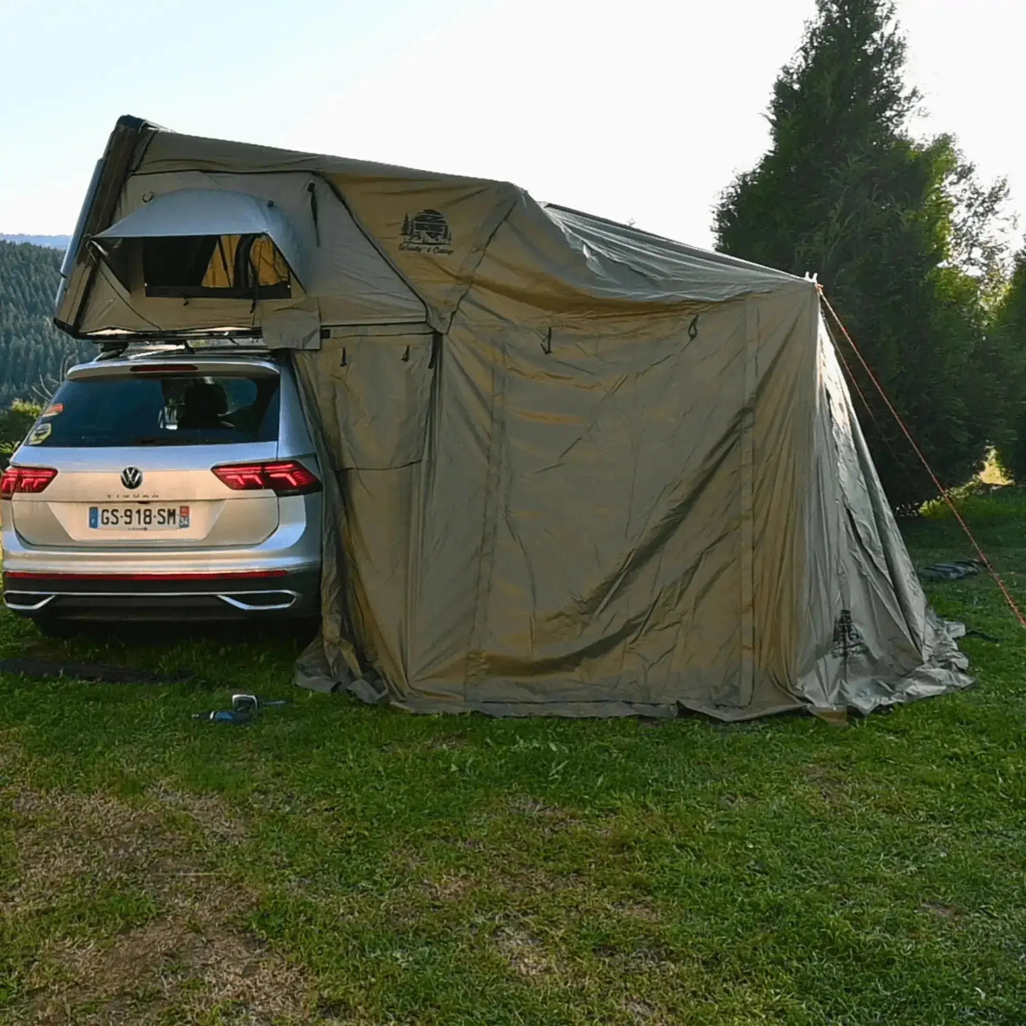 Annexe pour tente de toit rigide 2-3 personnes attachée à une voiture, Précommande 2025 avec offre spéciale -15%.
