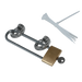 Kit antivol pour tente de toit avec anneaux en acier A4 et cadenas robuste pour une sécurité renforcée.