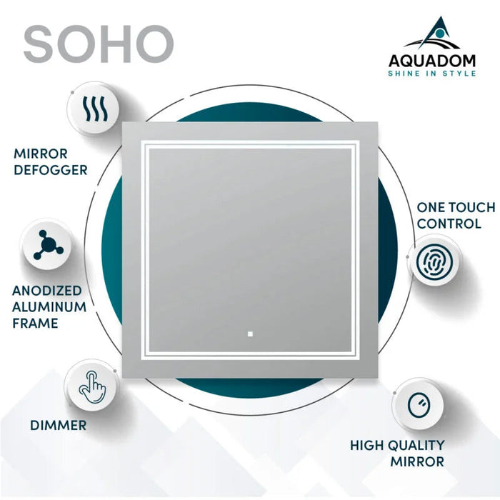 Aquadom SOHO 40'' × 36'' LED Lighted Bathroom Mirror
