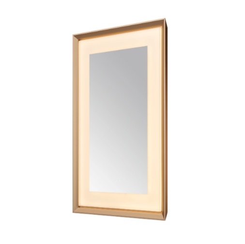 Aquadom Madison 24''x 36'' x 2.28'' LED Lighted Chamfer Frame Mirror with Defogger Chrome Brushed Gold Finish