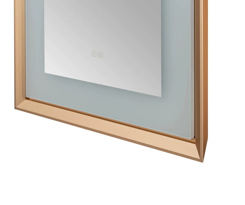 Aquadom Madison 24''x 36'' x 2.28'' LED Lighted Chamfer Frame Mirror with Defogger Chrome Brushed Gold Finish